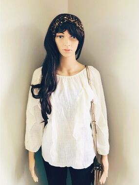 Lightweight White Ruffled Sleeve Blouse - Women